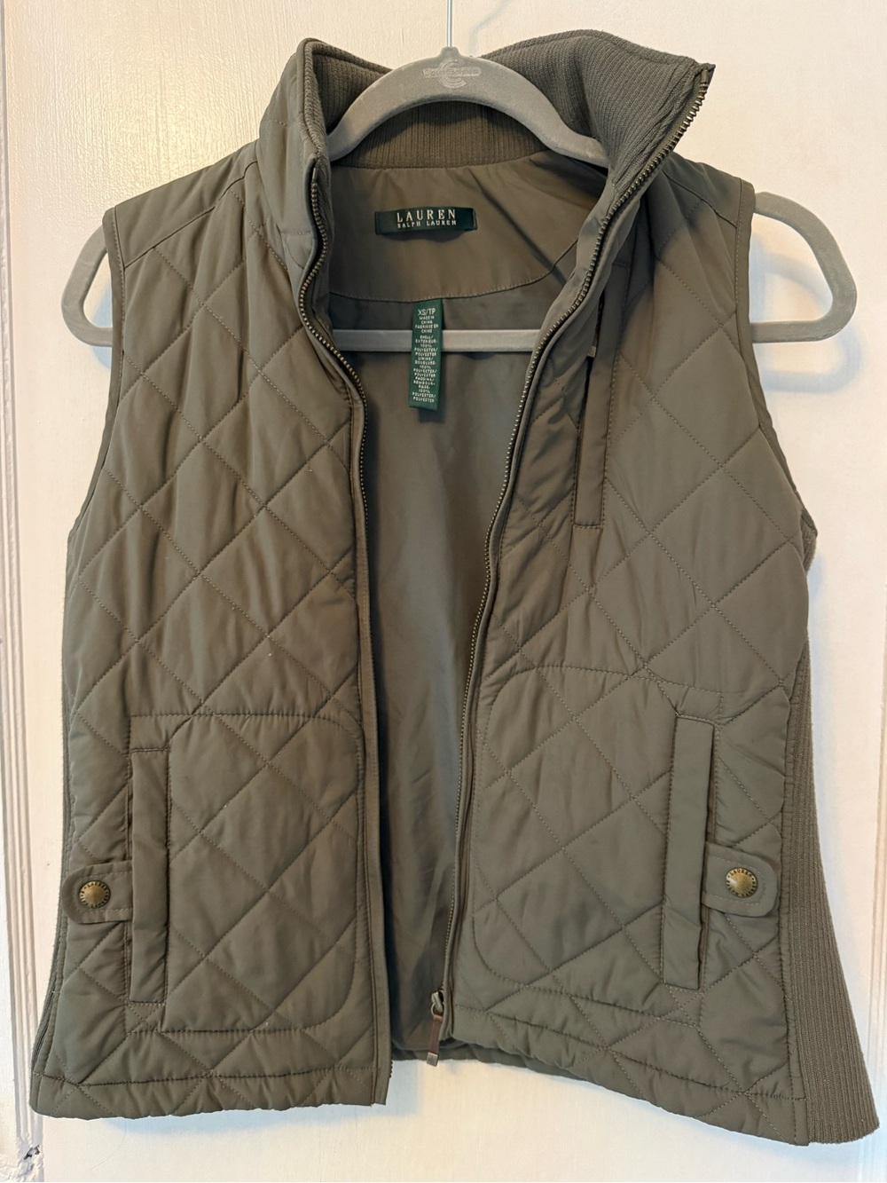 Ralph Lauren Olive Quilted High-Collar Vest